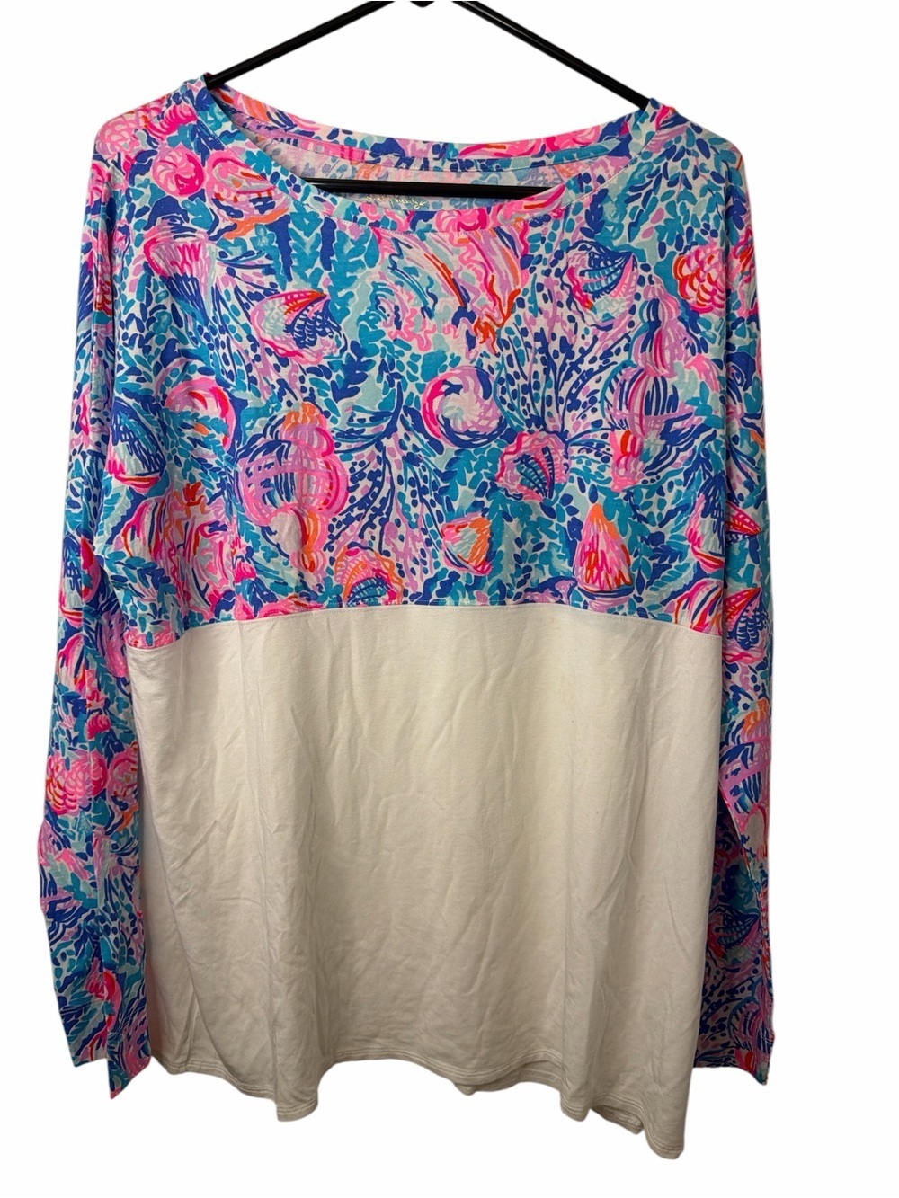 Lilly Pulitzer Finn Top Long Sleeve Cotton Multi Treasure Trove Size XL NWOT